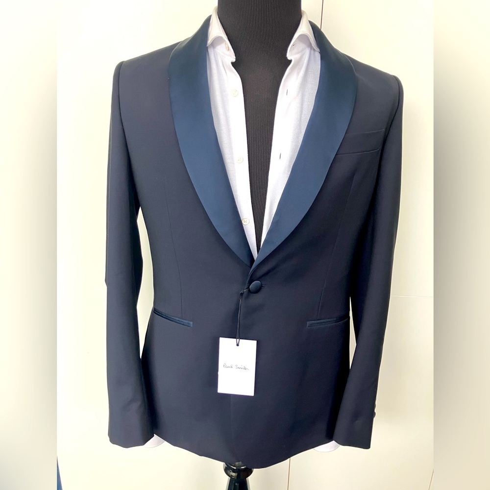 PAUL SMITH ONE BUTTON NAVY WOOL/ MOHAIR EVENING DINNER JACKET SIZE 38R BNWT